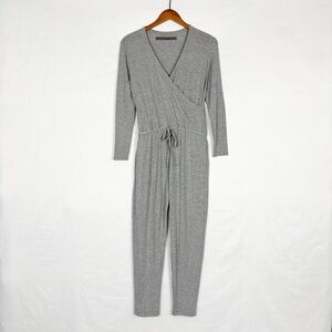 NEW ENZA COSTA Peached Jersey Wrap Front Jumpsuit In Grey‎ Size XS